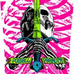 Extremzbss POWELL PERALTA GEEGAH SKULL & SWORD SKATEBOARD DECK - HOT PINK - 9.75 X 30