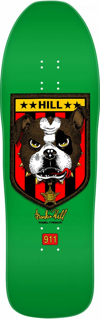 POWELL PERALTA FRANKIE HILL BULLDOG SKATEBOARD DECK - GREEN - 10" X 31.5 "