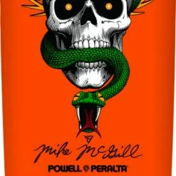 POWELL PERALTA MIKE MCGILL SKULL AND SNAKE SKATEBOARD DECK - ORANGE - 10" X 30.125"