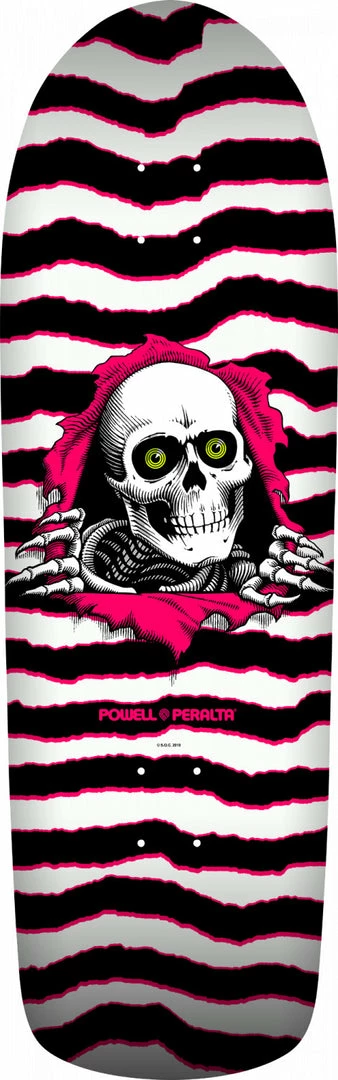 POWELL PERALTA OLD SCHOOL RIPPER SKATEBOARD DECK - WHITE/PINK - 10" X 31.75"