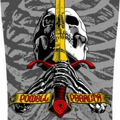POWELL PERALTA GEEGAH SKULL AND SWORD SKATEBOARD DECK - SILVER - 9.75" X 30"