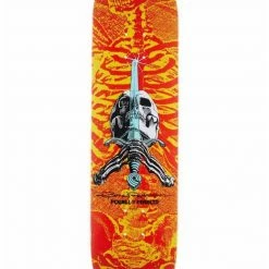 Powell Peralta Skull And Sword Skateboard Deck Red/Yellow 242 K20 - 8 X 31.45